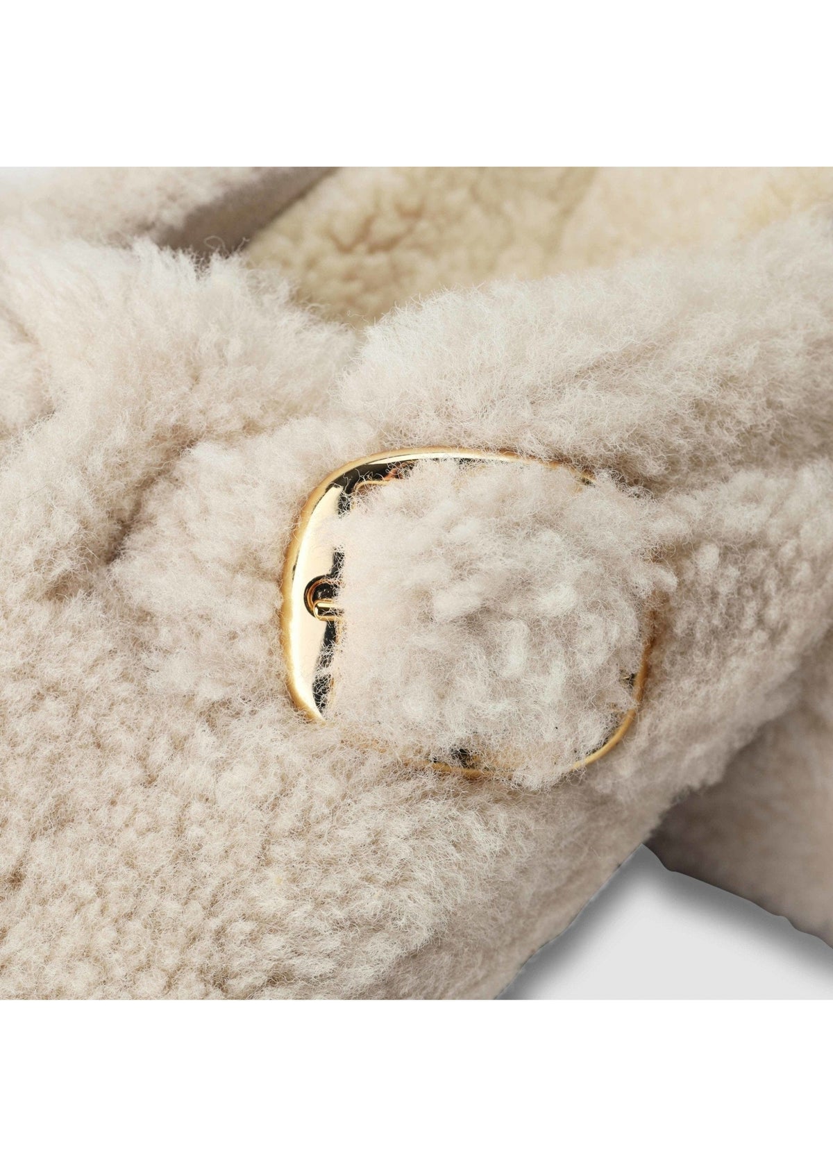 Boston Shearling Big Buckle Cream Clogs