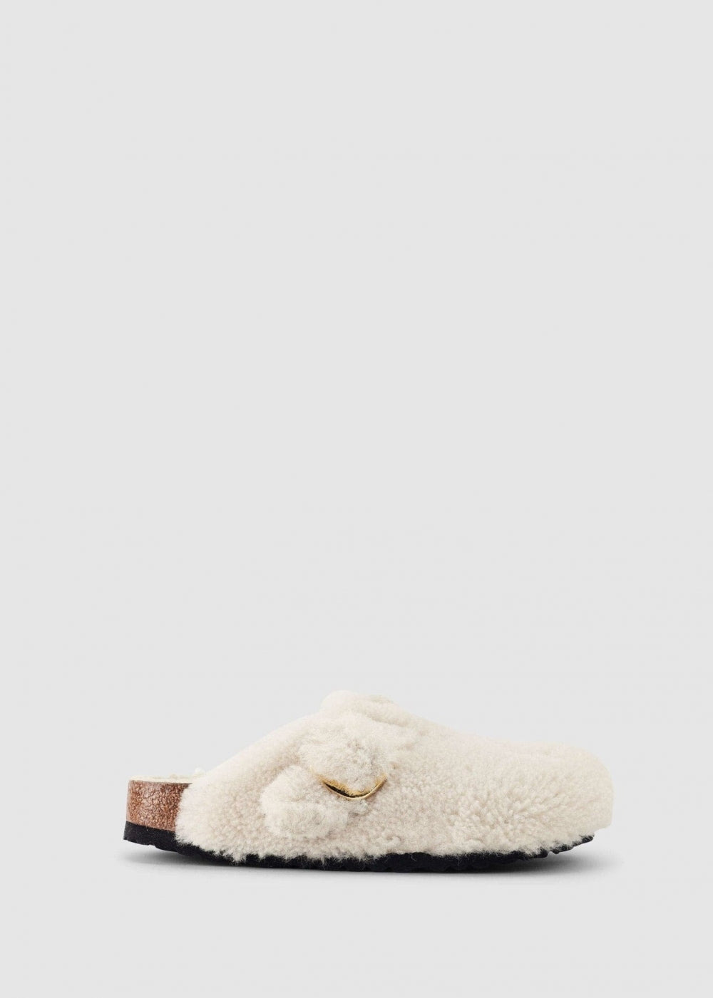 Boston Shearling Big Buckle Cream Clogs