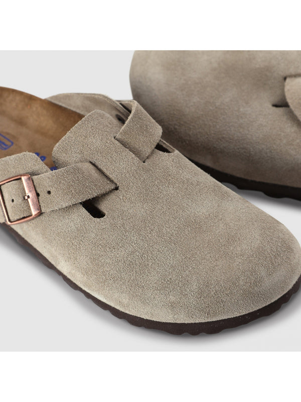 Boston Beige Suede Clogs