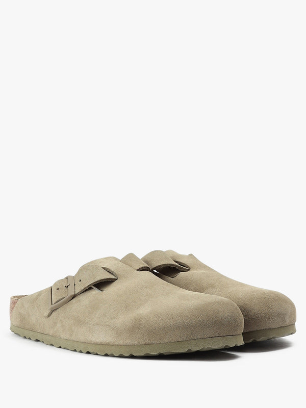 Men's Boston Suede Leather Faded Khaki Clogs