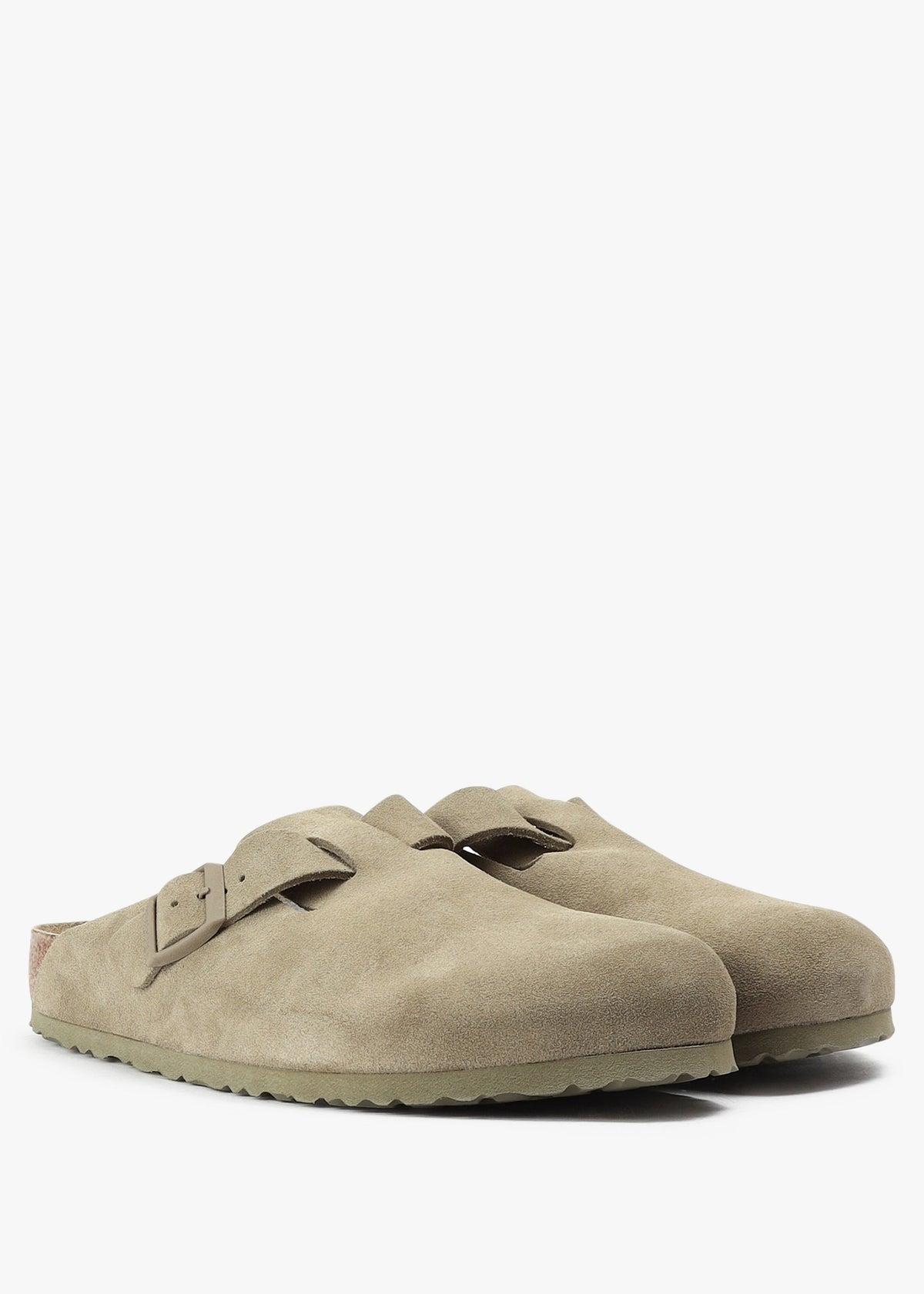 Men's Boston Suede Leather Faded Khaki Clogs