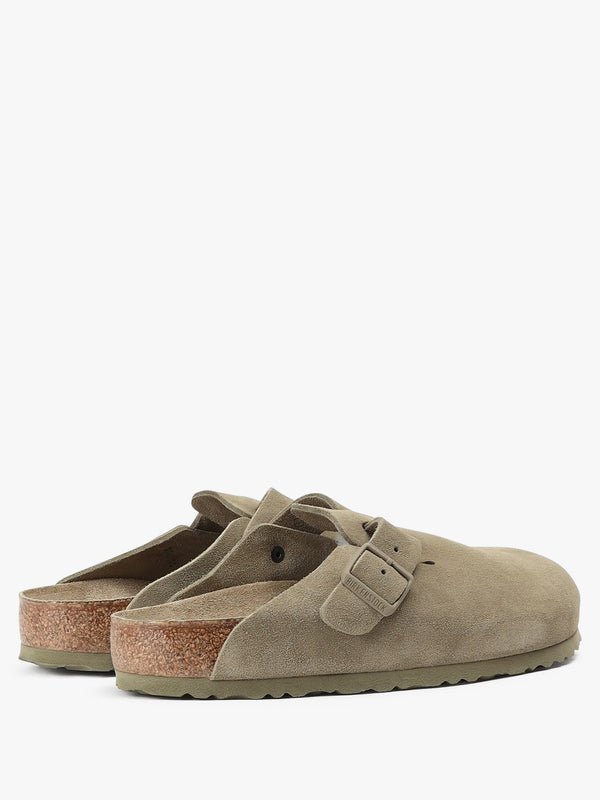Men's Boston Suede Leather Faded Khaki Clogs
