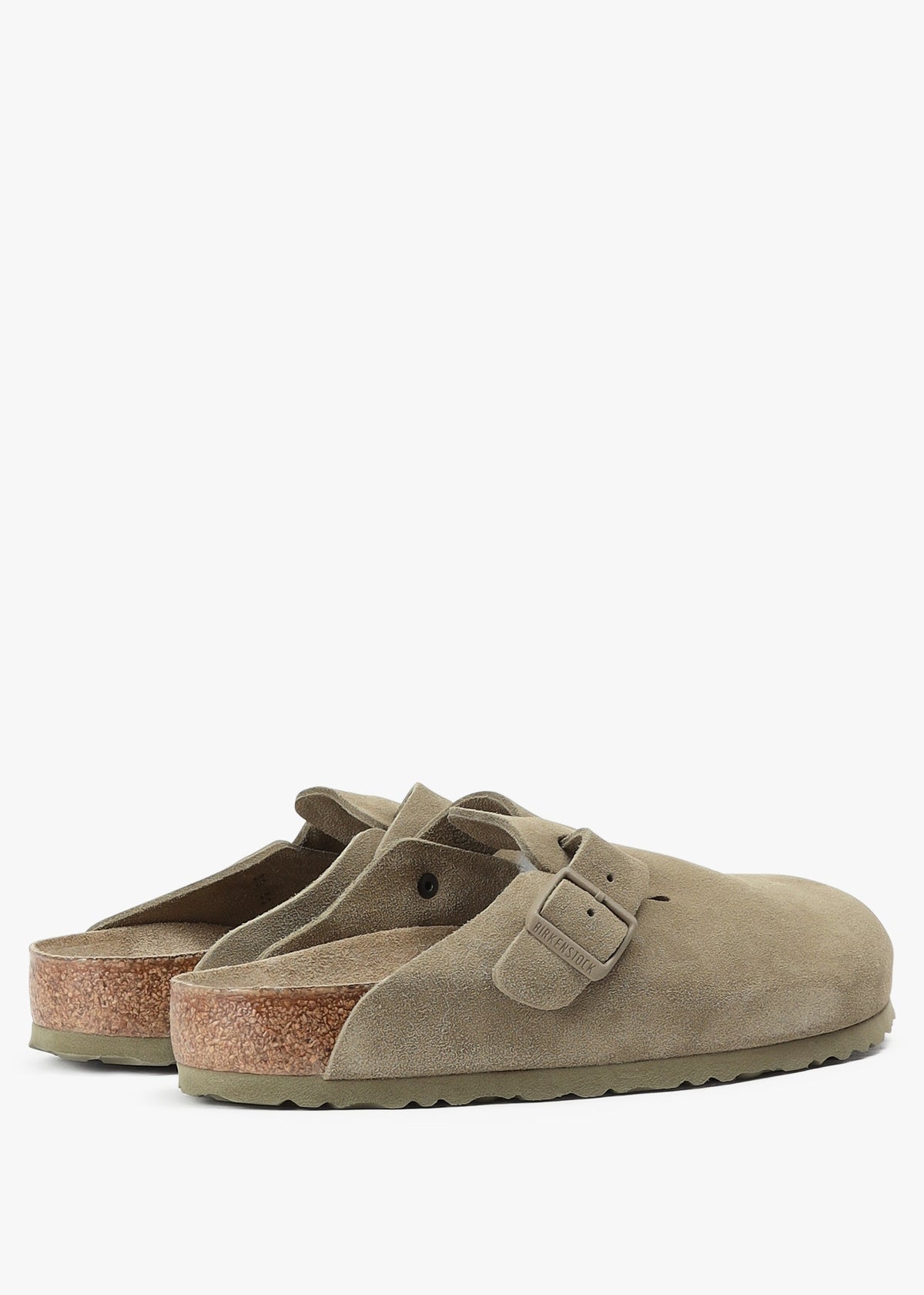 Men's Boston Suede Leather Faded Khaki Clogs