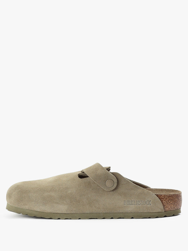 Men's Boston Suede Leather Faded Khaki Clogs