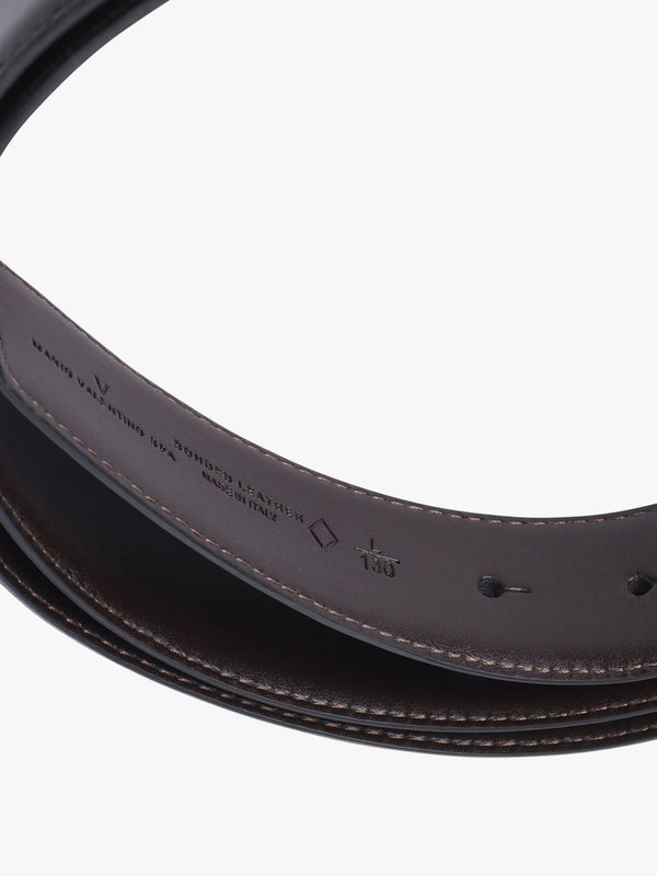 Mens James Black Leather Belt Set