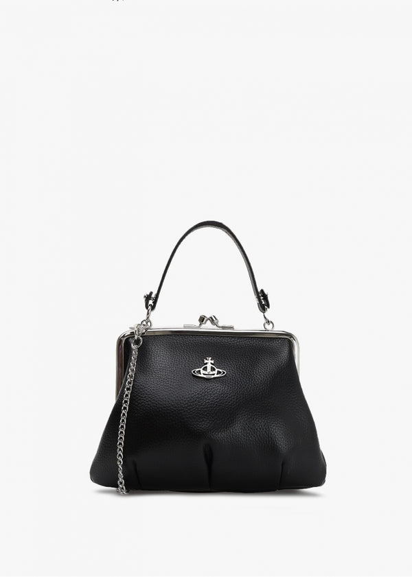 Granny Frame Vegan Black Purse On A Chain