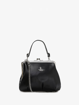 Granny Frame Vegan Black Purse On A Chain
