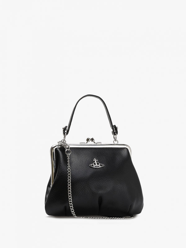 Granny Frame Vegan Black Purse On A Chain