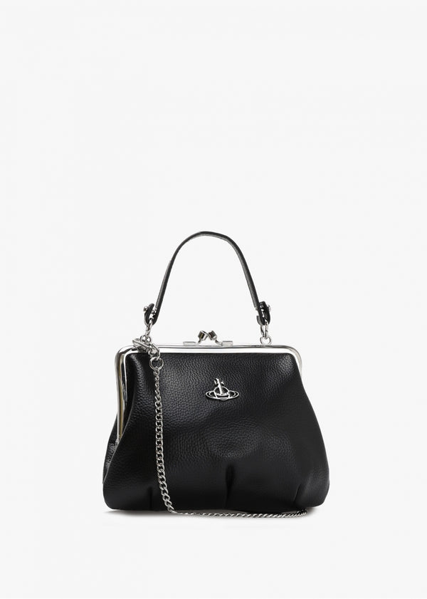 Granny Frame Vegan Black Purse On A Chain