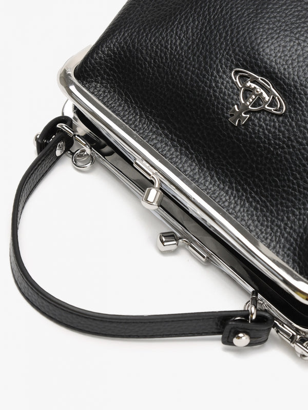 Granny Frame Vegan Black Purse On A Chain