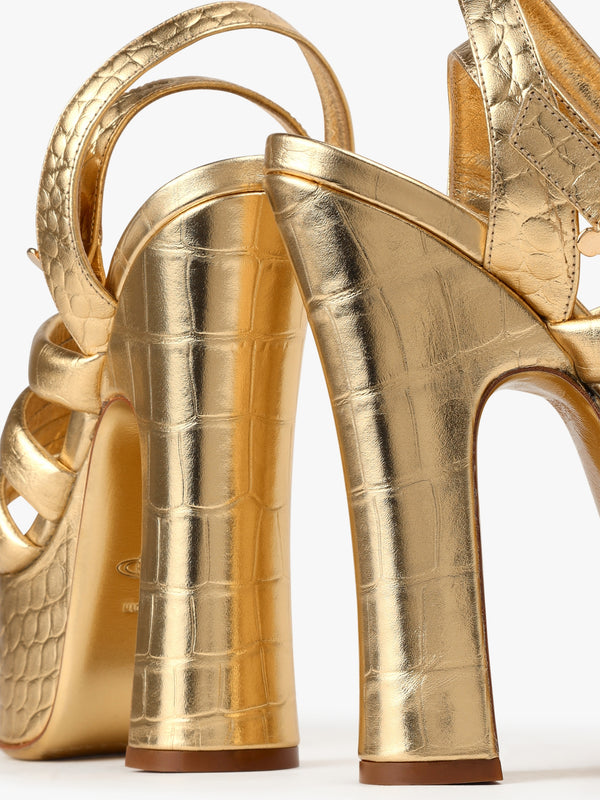 Women's Britney Platform Gold Heels