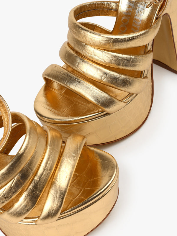 Women's Britney Platform Gold Heels
