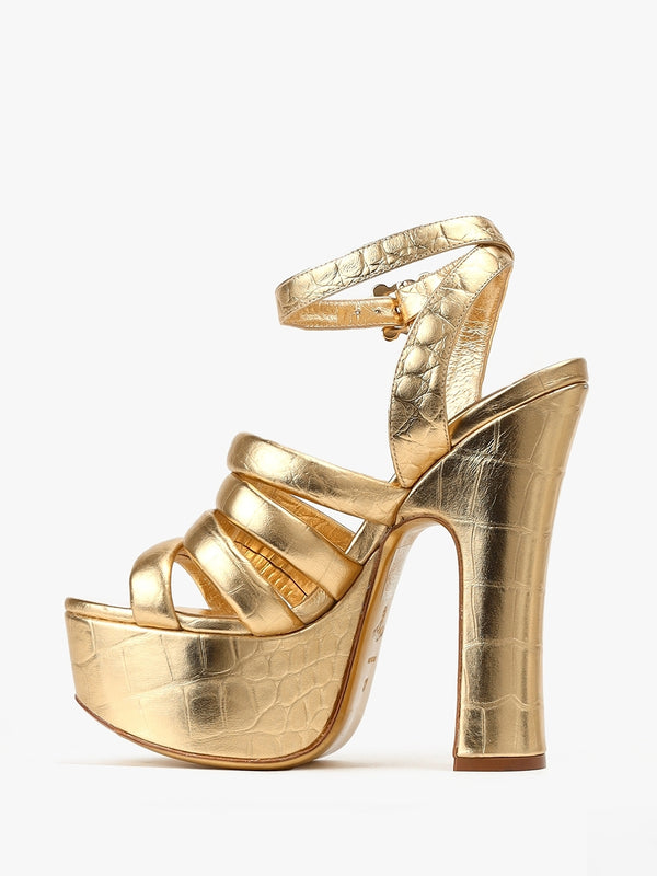 Women's Britney Platform Gold Heels