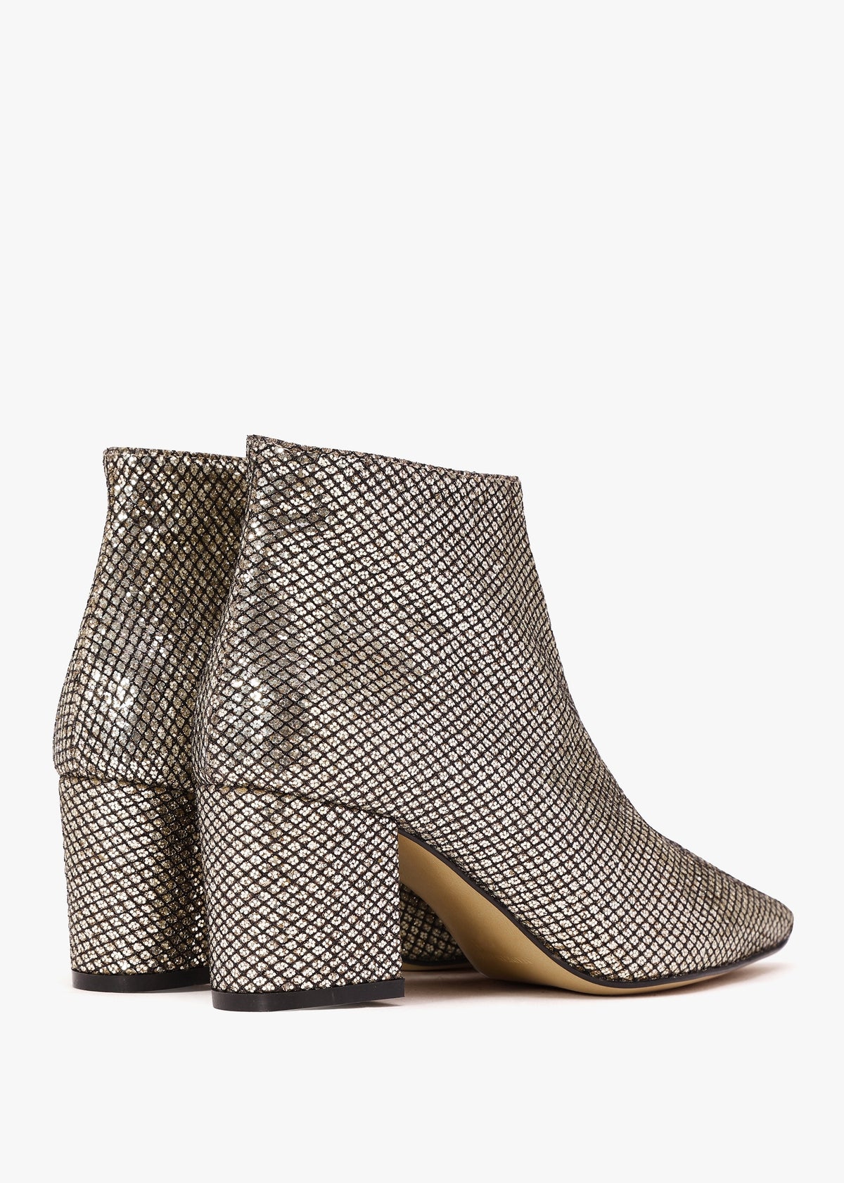 Alia Gold Metallic Glitter Block Heel Ankle Boots