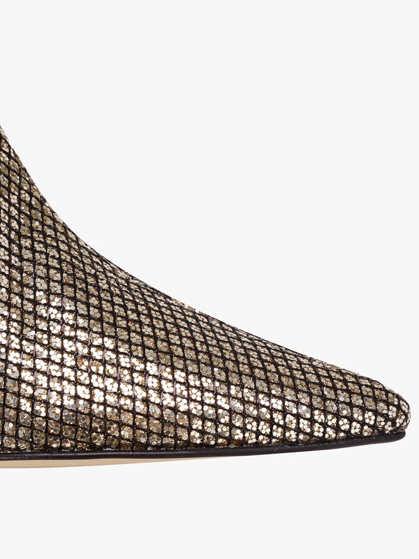 Alia Gold Metallic Glitter Block Heel Ankle Boots