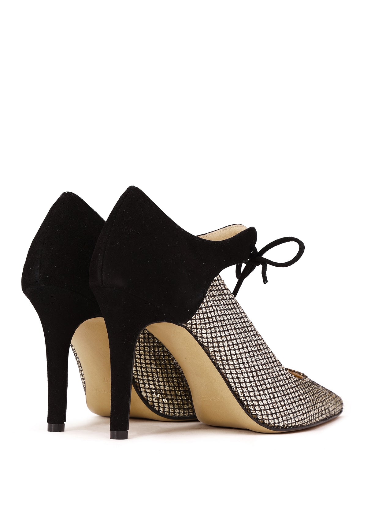 Afordy Gold Metallic Glitter Heeled Mary Janes