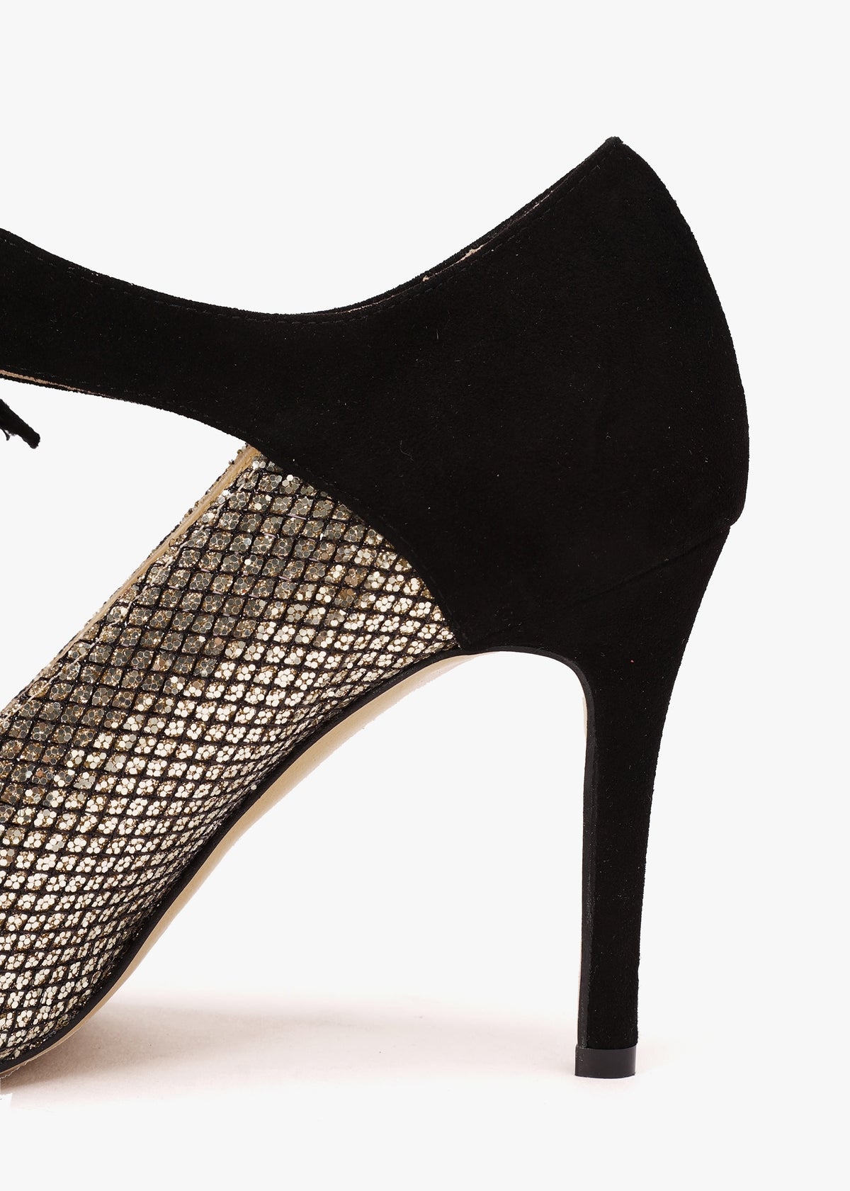 Afordy Gold Metallic Glitter Heeled Mary Janes