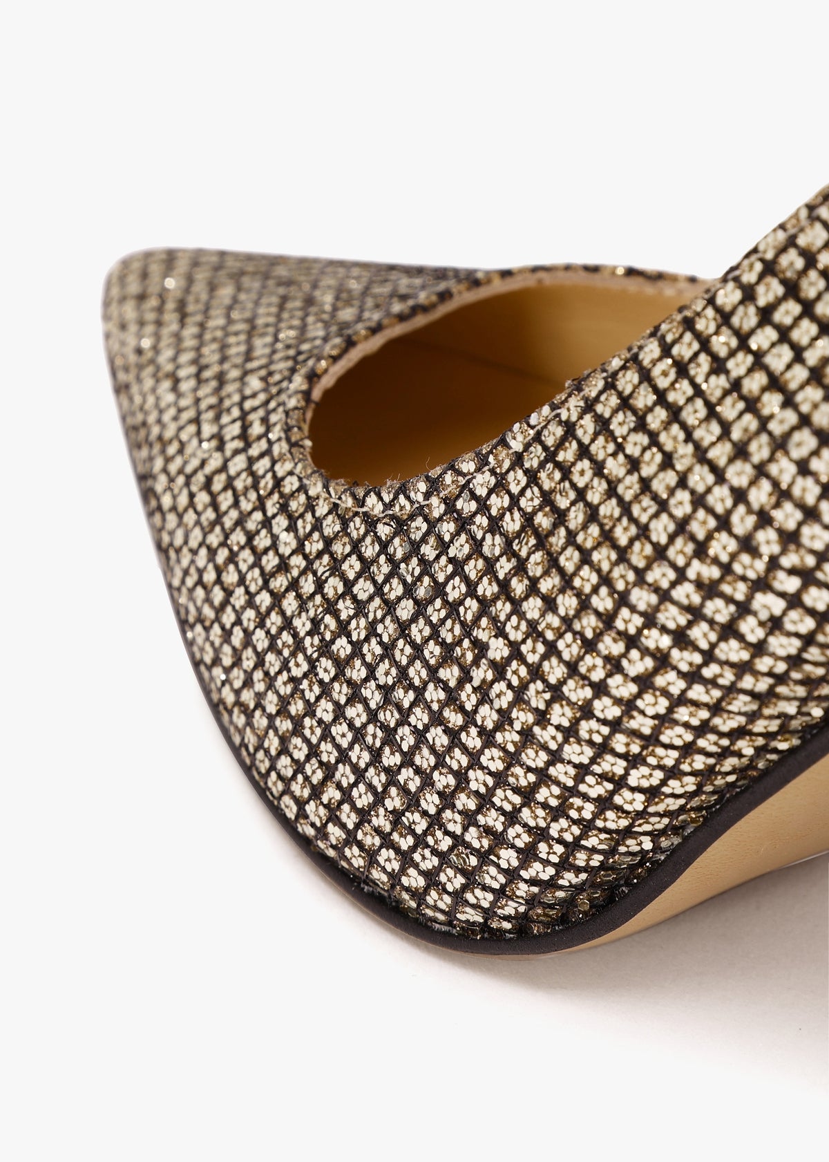 Afordy Gold Metallic Glitter Heeled Mary Janes