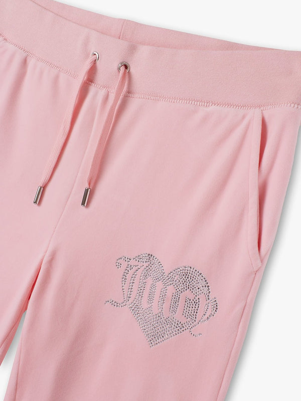 Del Ray Apple Blossom Velour Heart Diamante Lounge Pants