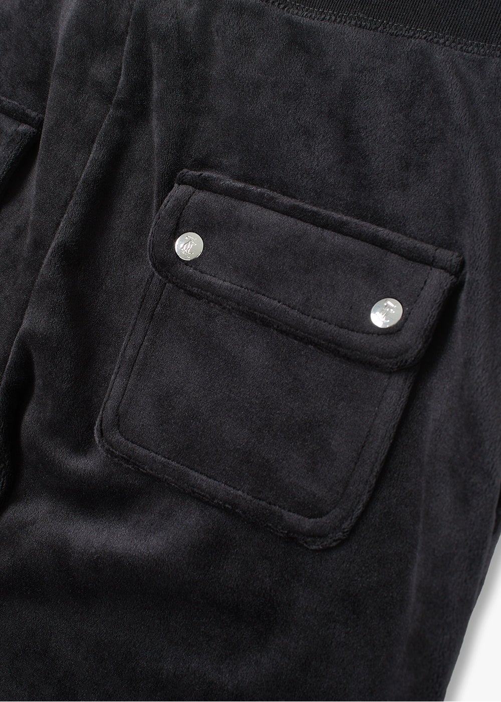 Layla Low Rise Black Velour Pocketed Track Pants