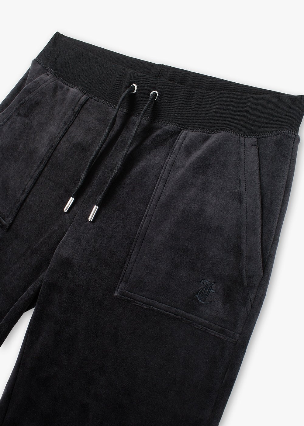 Layla Low Rise Black Velour Pocketed Track Pants