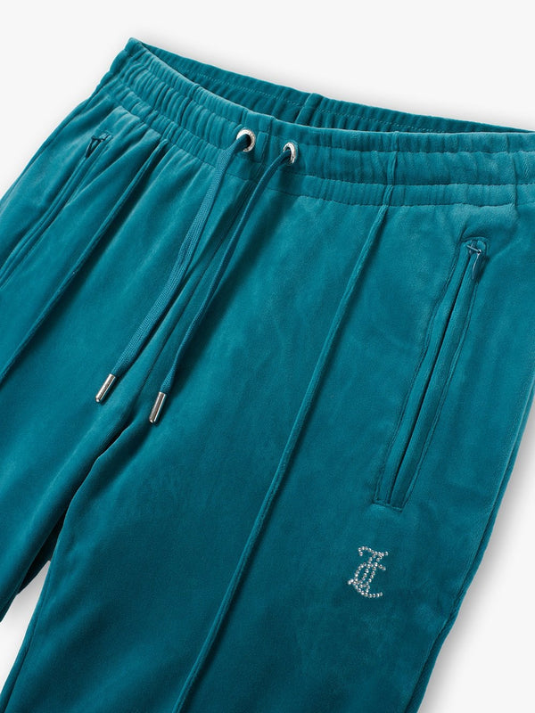 Tina Deep Lagoon Velour Diamante Track Pants
