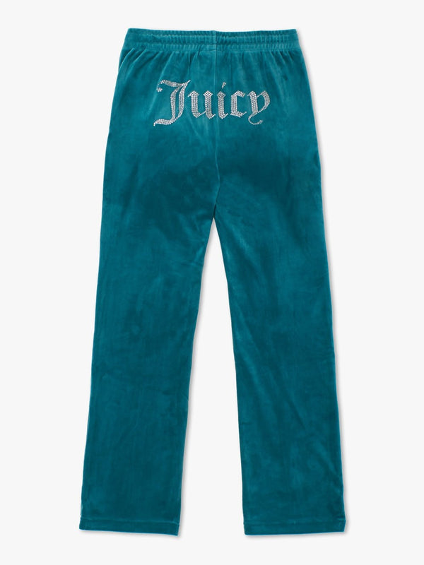 Tina Deep Lagoon Velour Diamante Track Pants