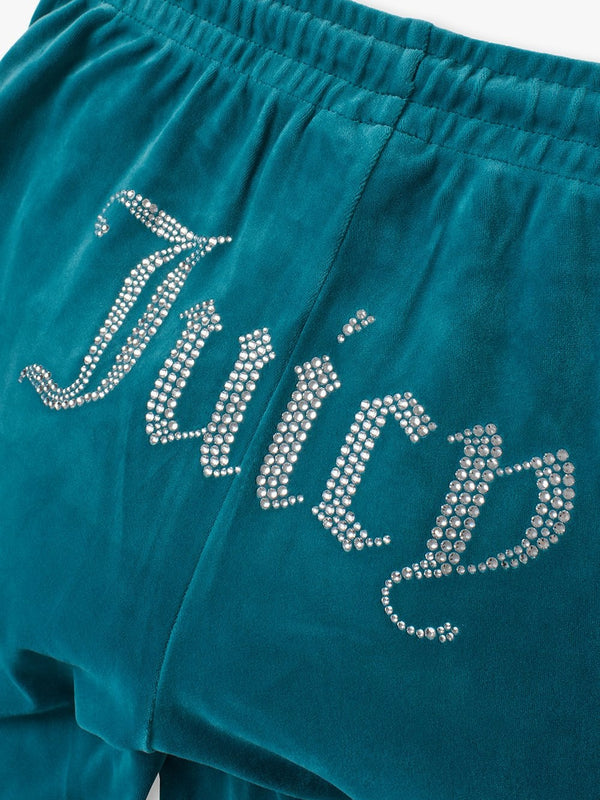 Tina Deep Lagoon Velour Diamante Track Pants
