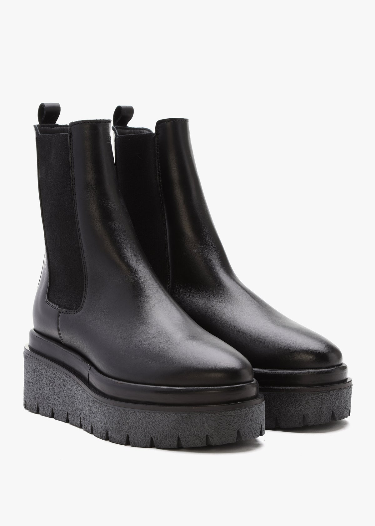 Alpine Black Leather Tall Chelsea Boots