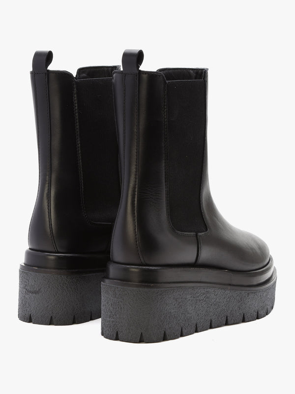 Alpine Black Leather Tall Chelsea Boots
