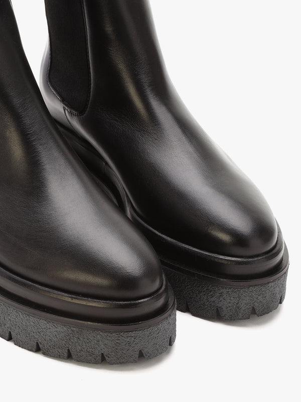 Alpine Black Leather Tall Chelsea Boots