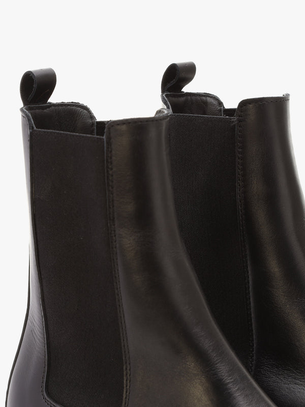 Alpine Black Leather Tall Chelsea Boots