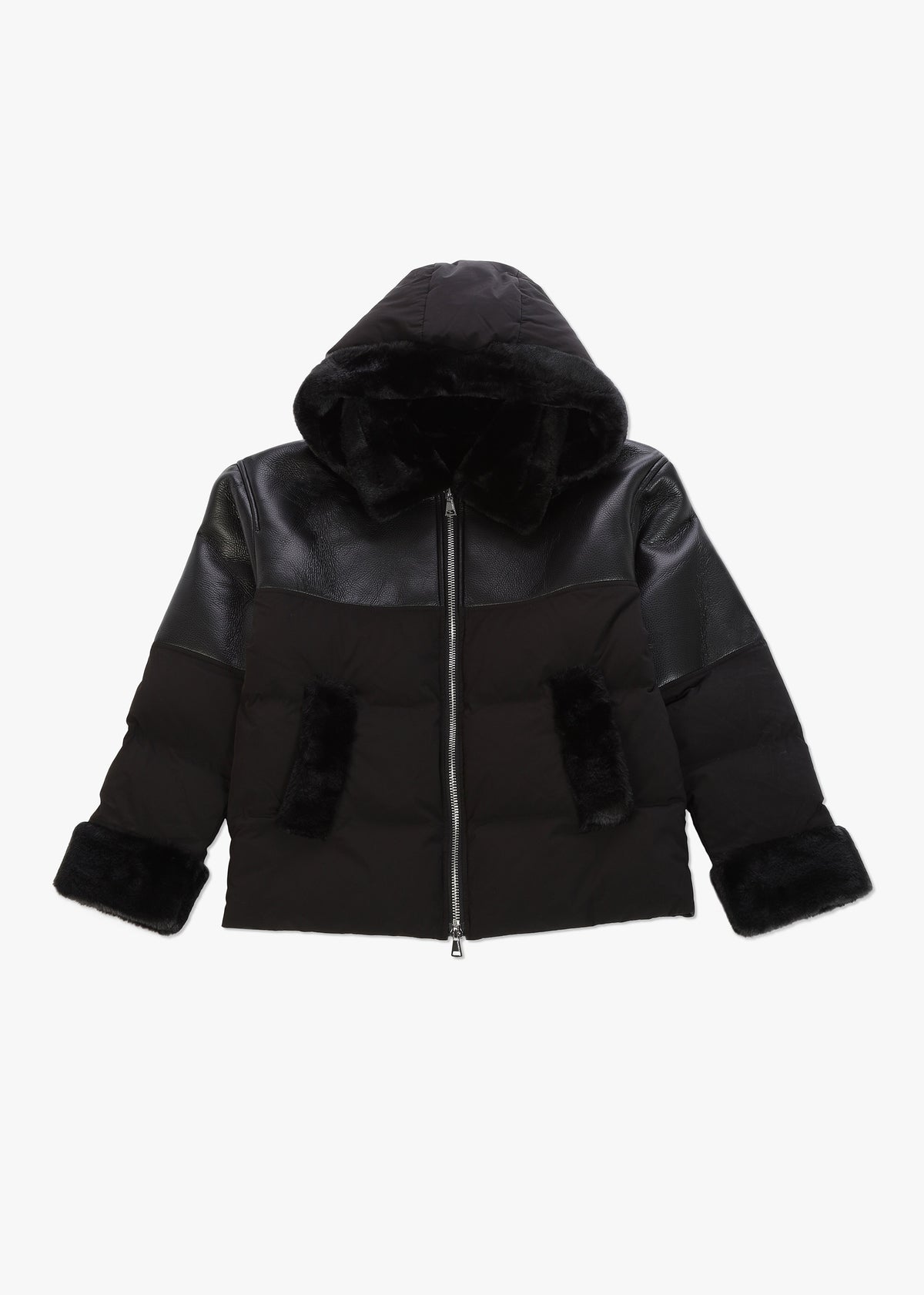 Mina Black Multi Textile Bomber Jacket