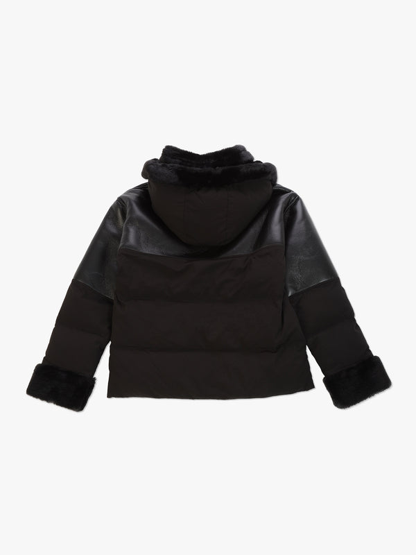 Mina Black Multi Textile Bomber Jacket