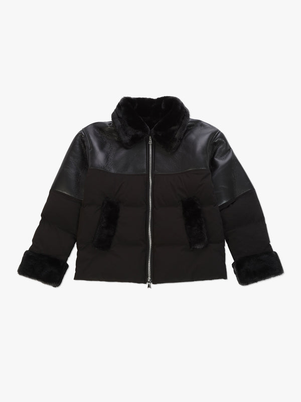Mina Black Multi Textile Bomber Jacket