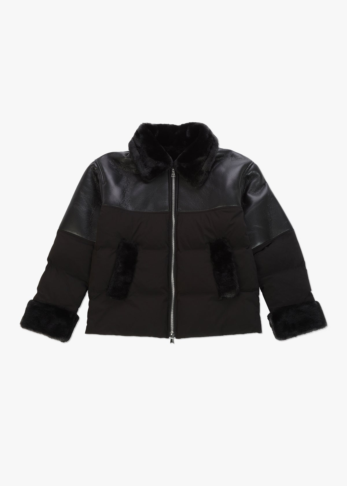Mina Black Multi Textile Bomber Jacket