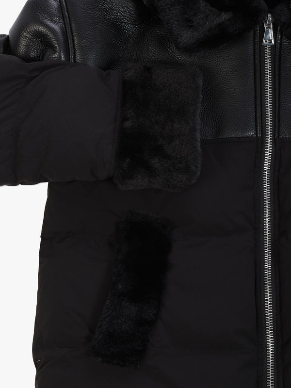 Mina Black Multi Textile Bomber Jacket