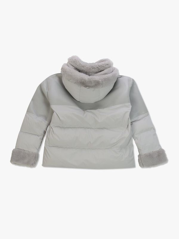 Mina Grey Multi Textile Bomber Jacket