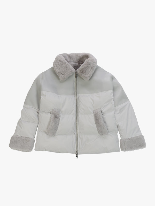 Mina Grey Multi Textile Bomber Jacket
