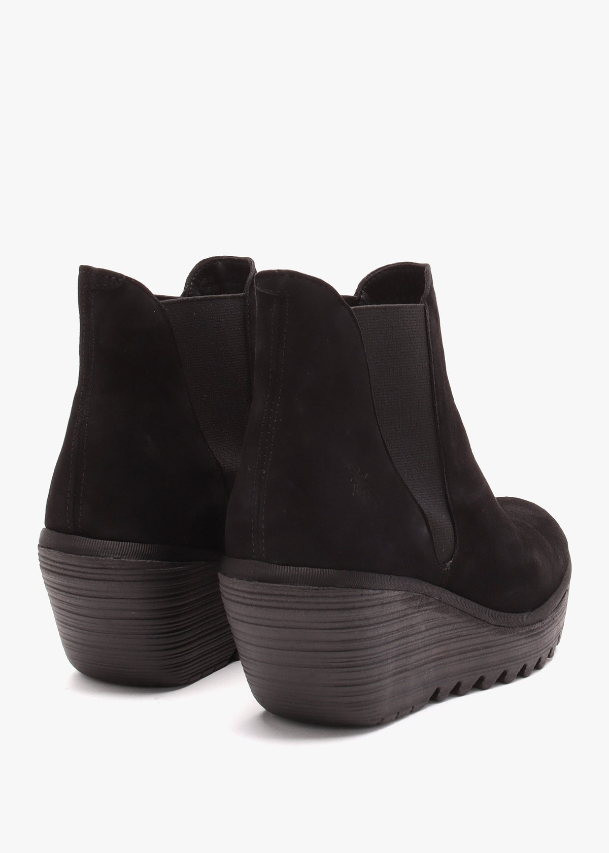 Yoss Black Suede Wedge Ankle Boots