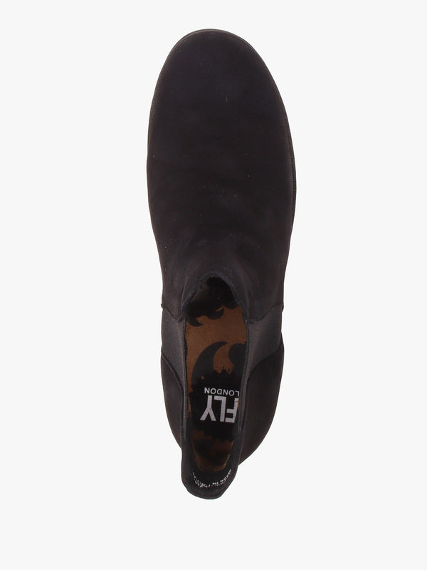 Yoss Black Suede Wedge Ankle Boots