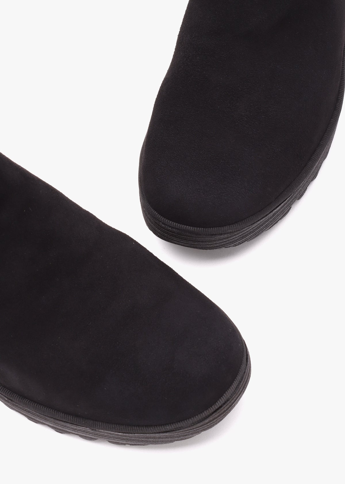 Yoss Black Suede Wedge Ankle Boots