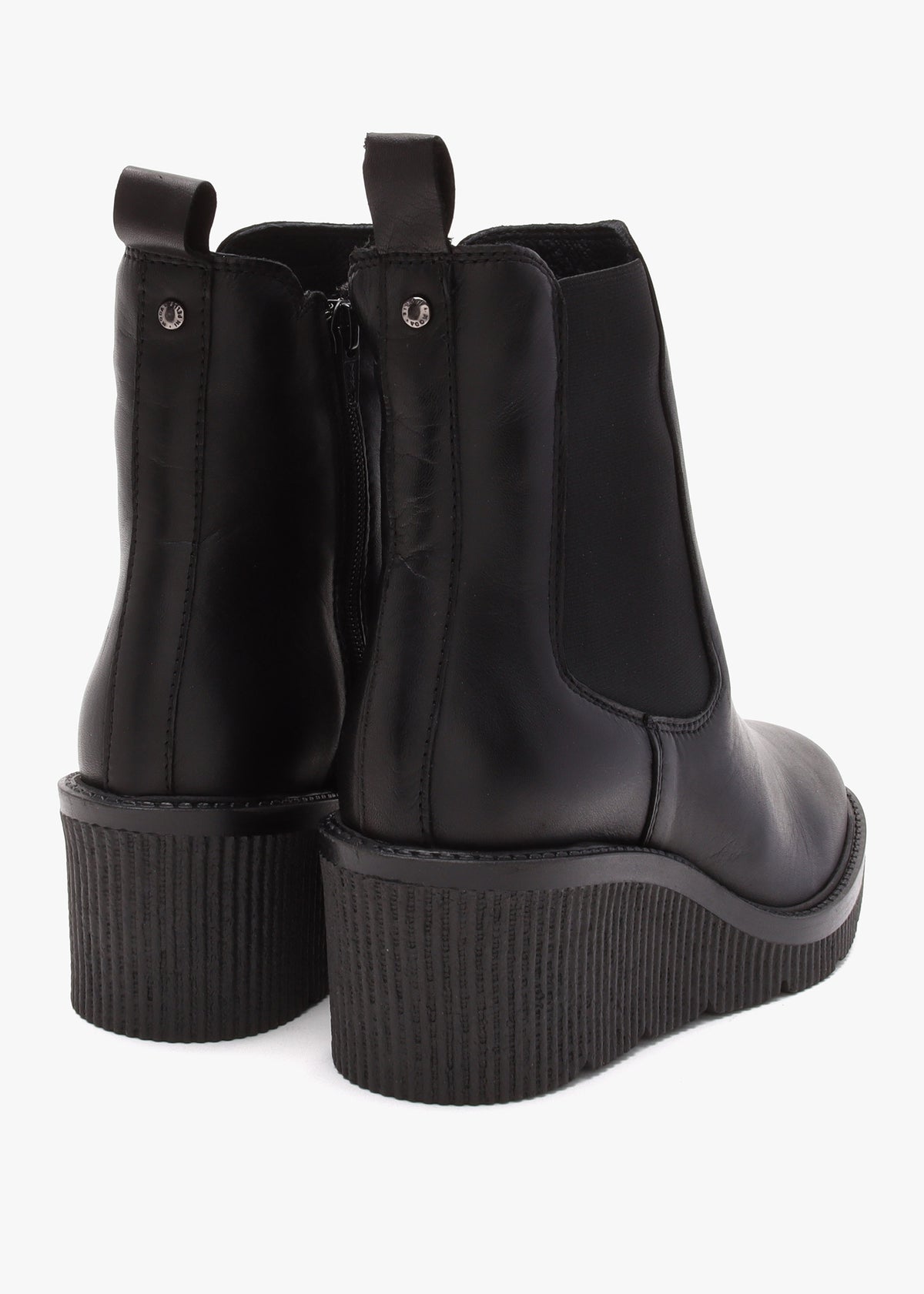 Audyn Black Leather Wedge Ankle Boots