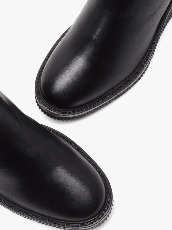 Audyn Black Leather Wedge Ankle Boots