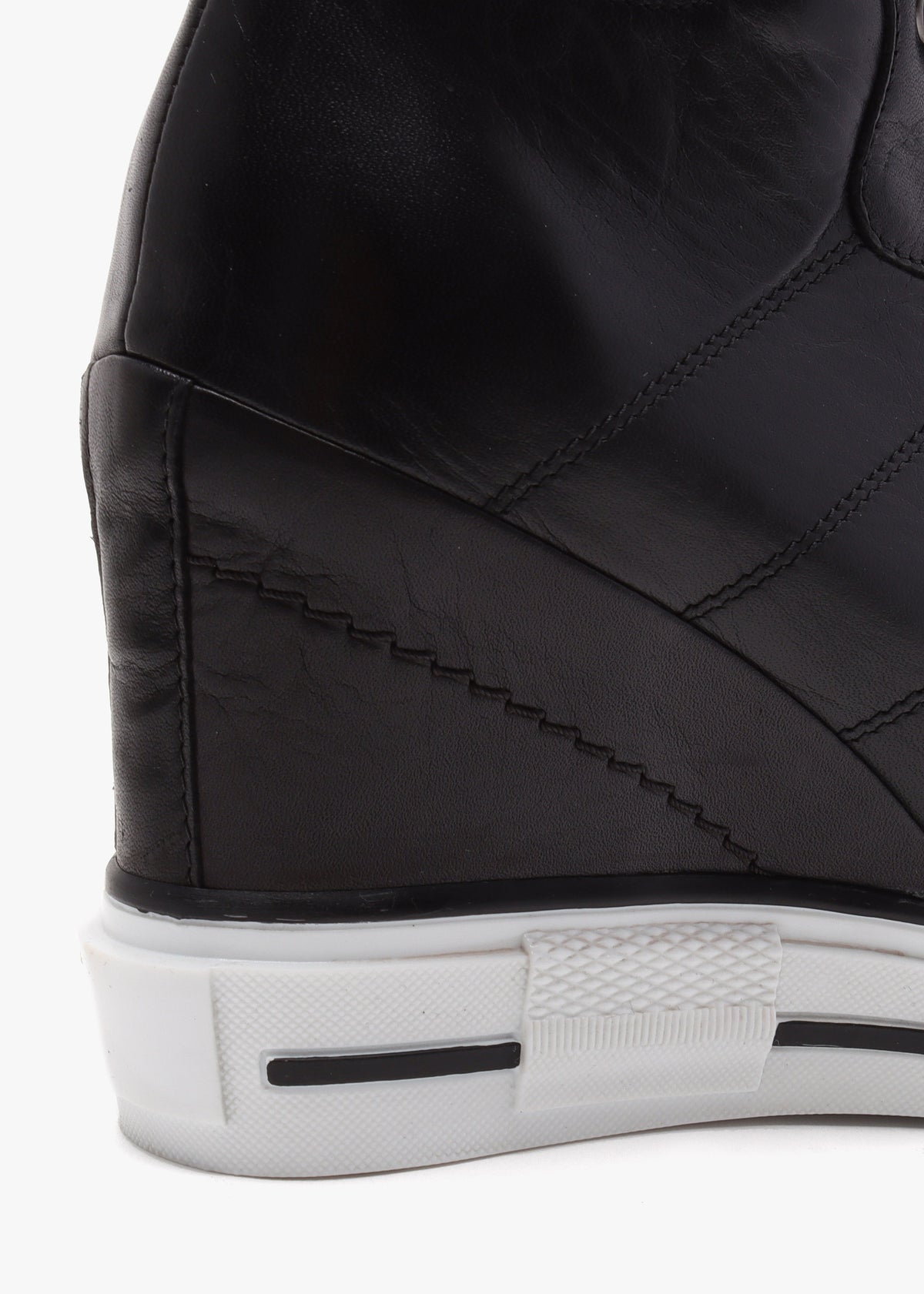 Grainger Black Leather Wedge High Top Trainers