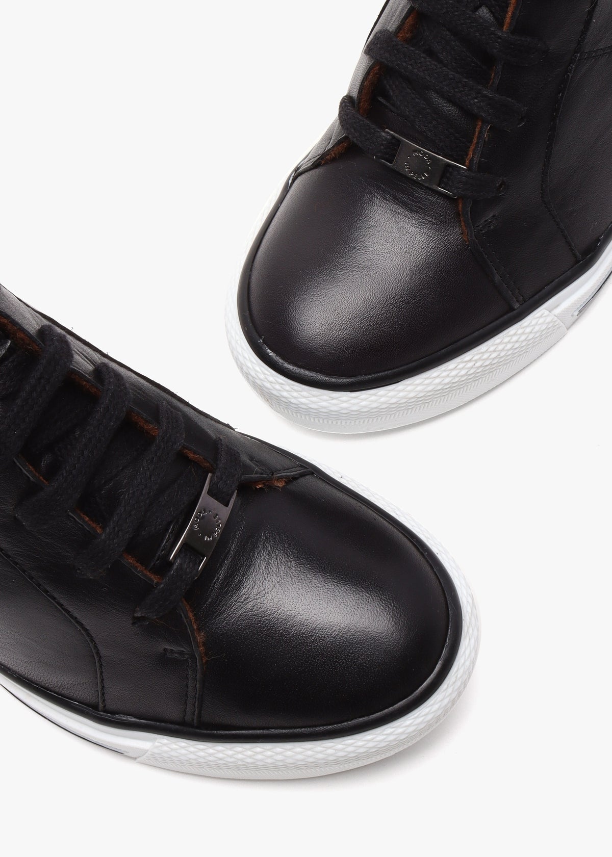 Grainger Black Leather Wedge High Top Trainers