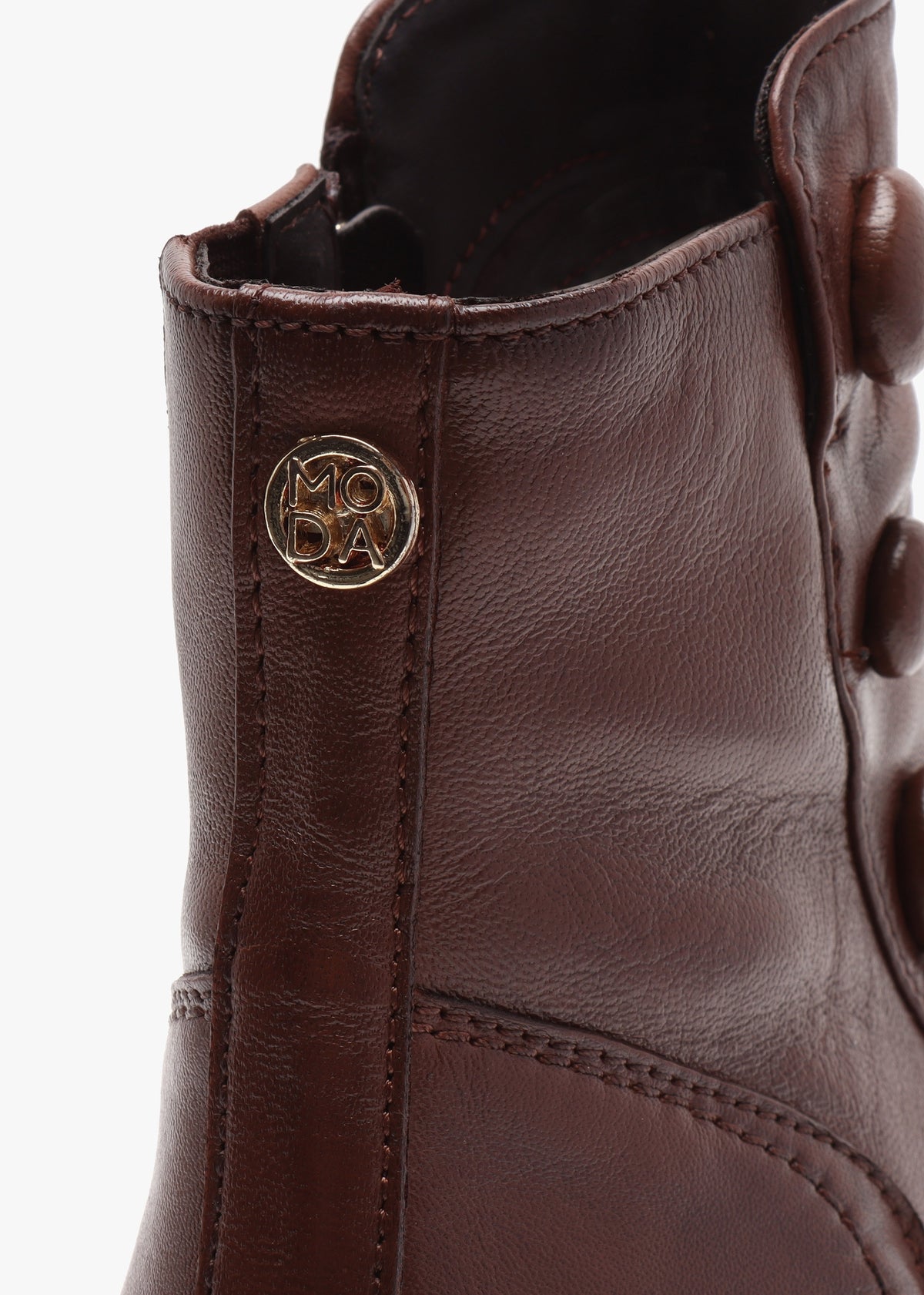Bronwen Brown Leather Rouched Ankle Boots