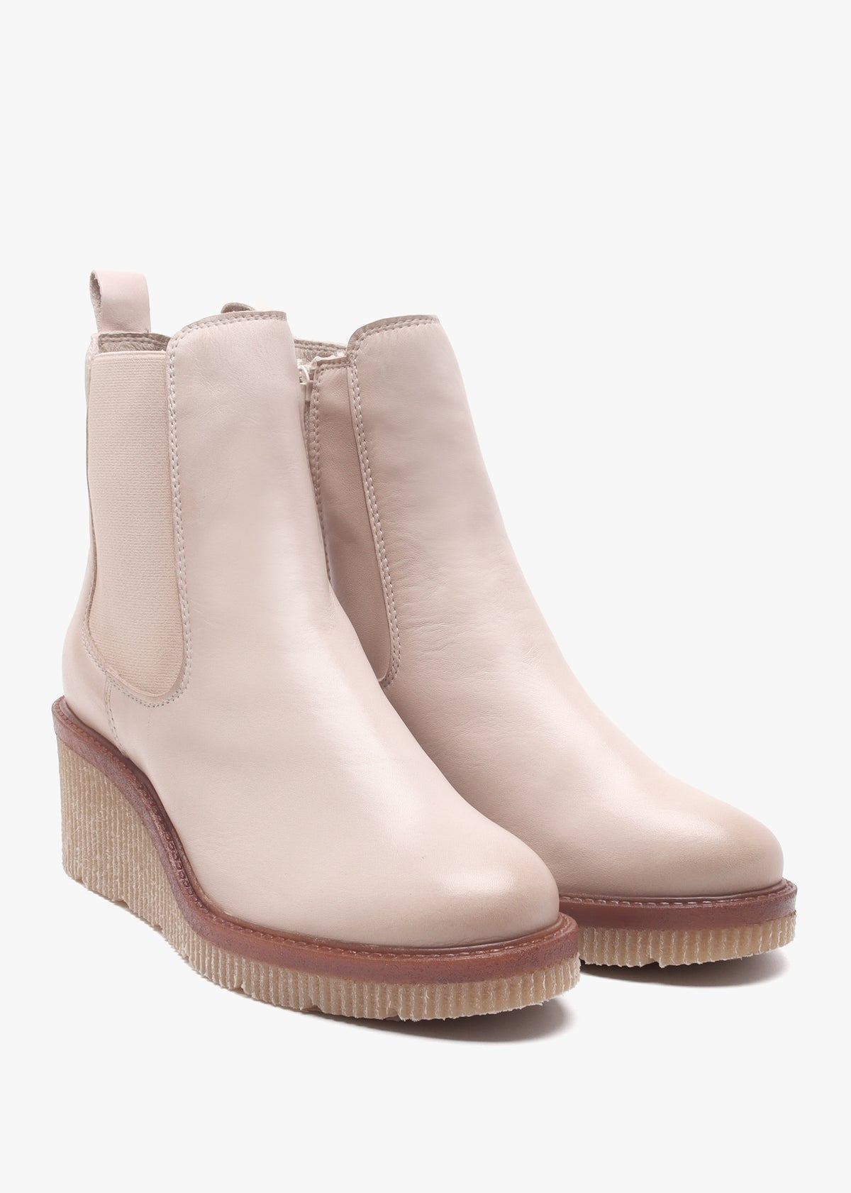 Audyn Cream Leather Wedge Ankle Boots
