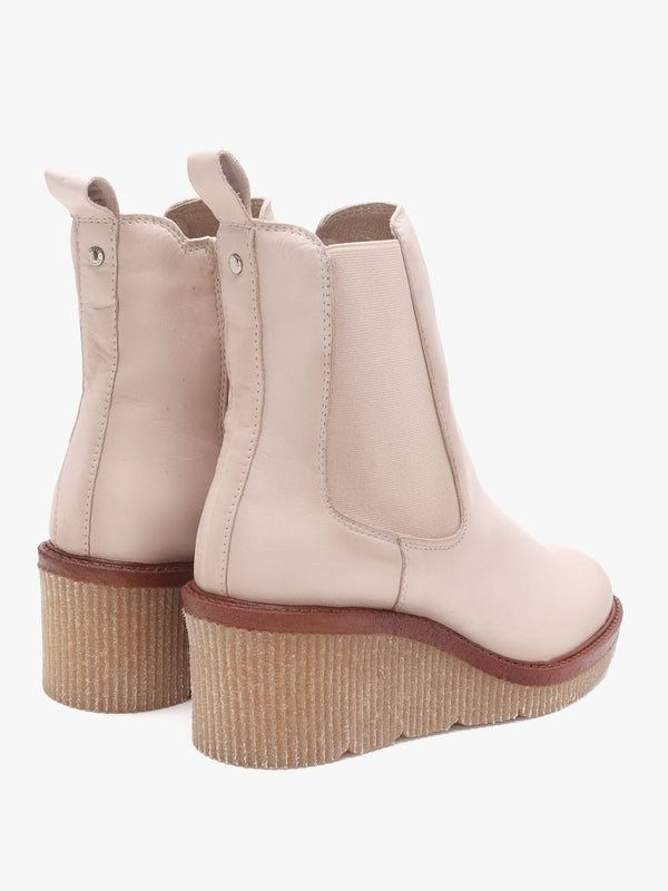 Audyn Cream Leather Wedge Ankle Boots