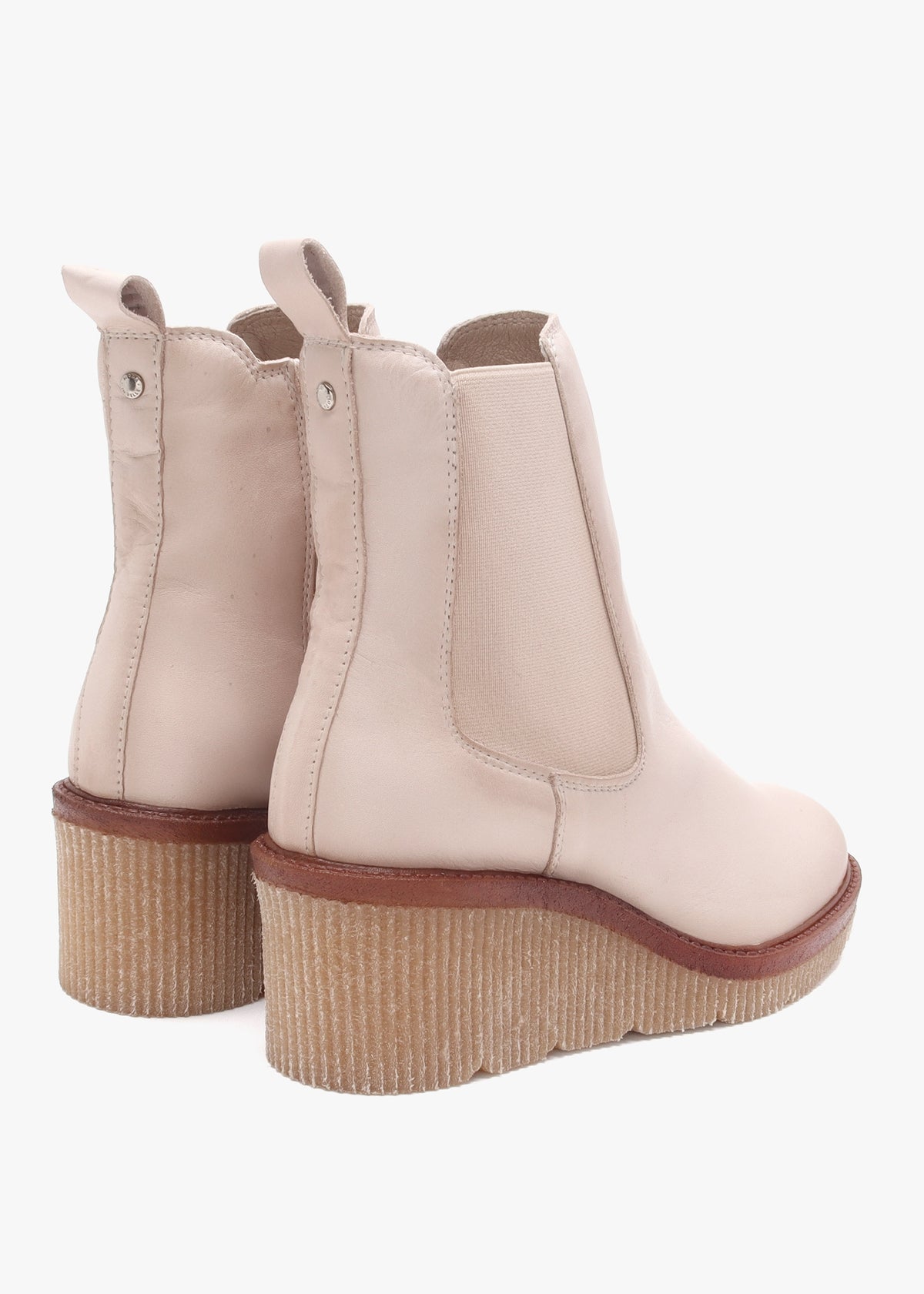 Audyn Cream Leather Wedge Ankle Boots